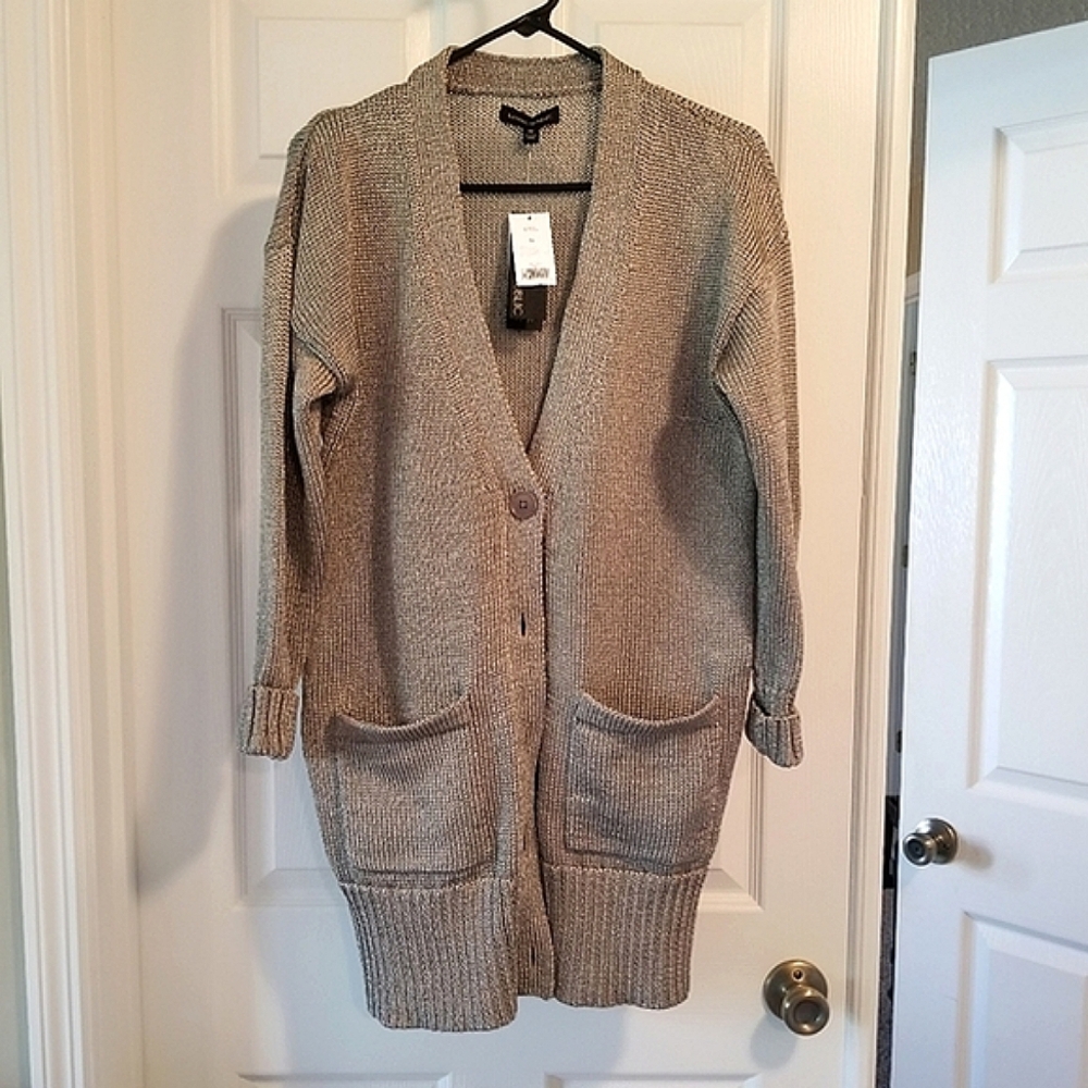 Banana Republic Gold Metallic Boyfriend Cardigan